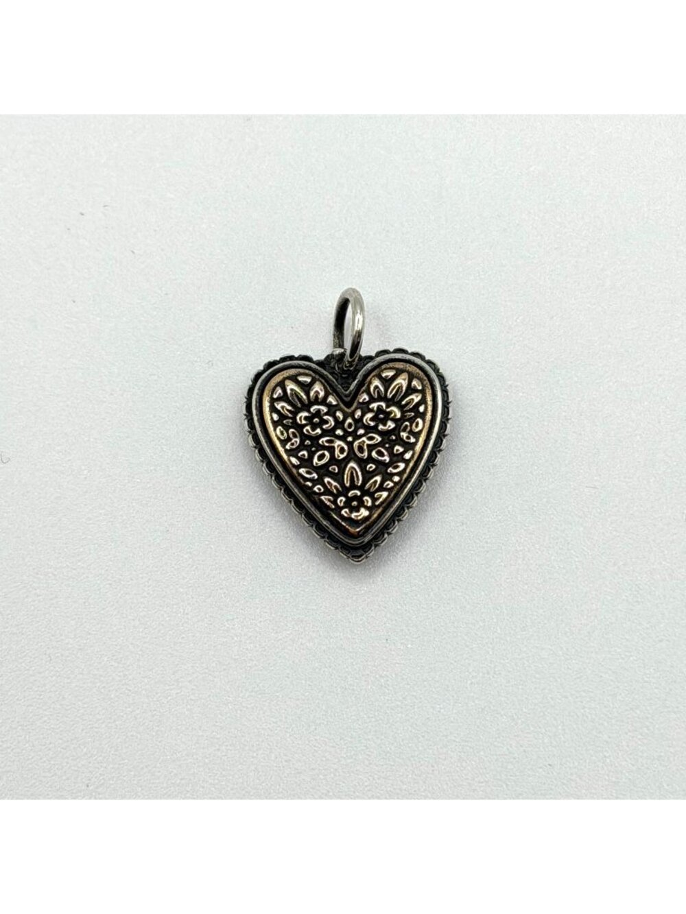 James Avery Retired Verona Heart Charm 925 Sterling Silver & Bronze